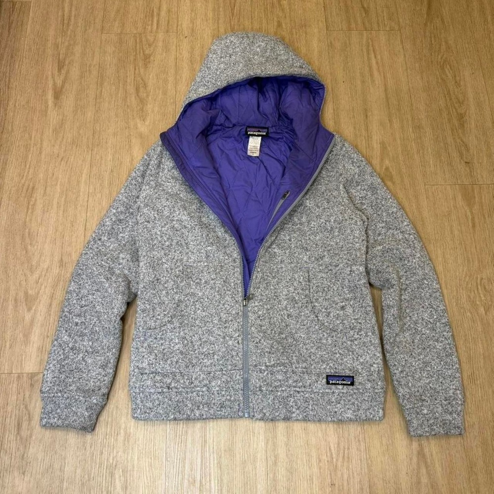 Patagonia Better Sweater Hybrid Hoody Gray Purple Quilted Insulated Jacket Small